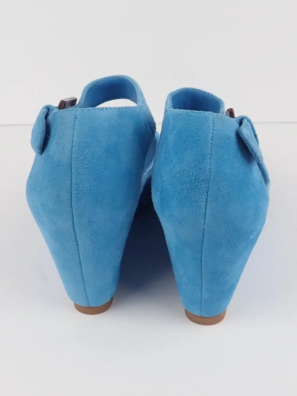 Johnston & Murphy Turquoise Open Toe Wedge Heels Womens US 9M